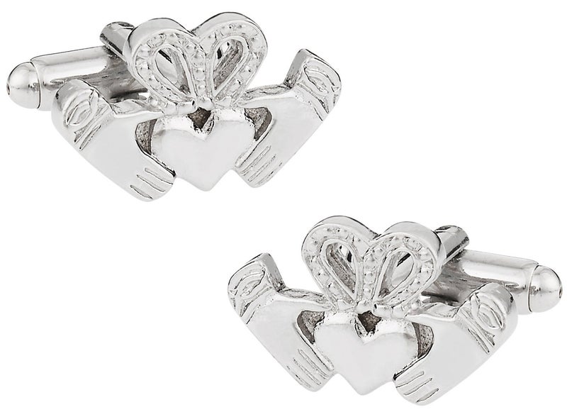 Cuff-Daddy Claddagh Cufflinks in Silver with Presentation Box - Image 1