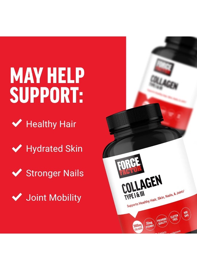 Force Factor Force Factor, Collagen Type I & III, 3,000 mg, 120 Tablets (1,000 mg per Tablet)  - Image 3