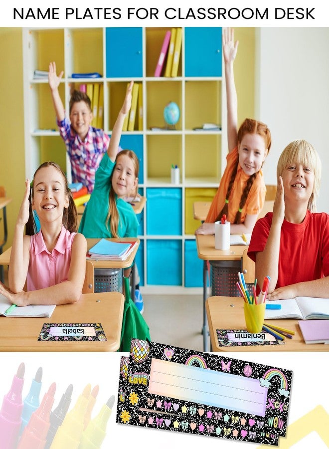 ٣٦ قطعة من بطاقات الأسماء للفصول الدراسية، لوحات أسماء أنيقة لتزيين دفاتر الملاحظات، لوحات أسماء مقاومة للماء بتصميم رخامي، مستلزمات أساسية للعودة إلى المدرسة ورياض الأطفال، ١٠ × ٣ بوصة - Image 4