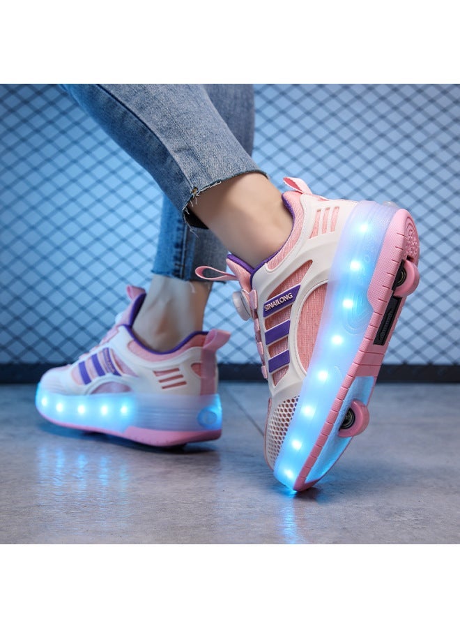 حذاء تزلج بعجلات 4 للصغار - حذاء رياضي بإضاءة LED قابل لإعادة الشحن - Image 1