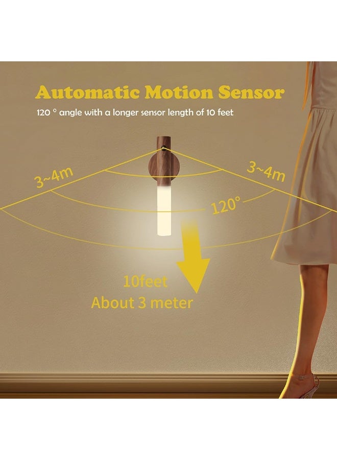 Wooden Motion Sensor Night Lights Magnet Body Sensor Hallway Night Lights Rechargeable Led Light Portable Stairway Wall Sconce Battery Powered Cabinet Lights - Image 3