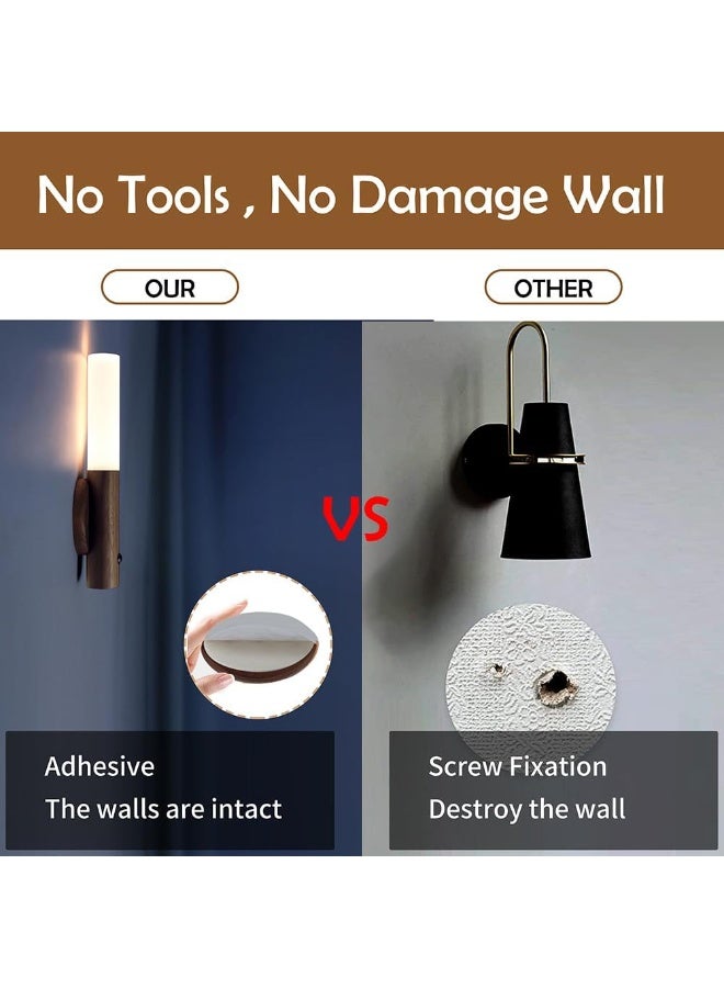 Wooden Motion Sensor Night Lights Magnet Body Sensor Hallway Night Lights Rechargeable Led Light Portable Stairway Wall Sconce Battery Powered Cabinet Lights - Image 5