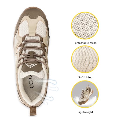 CC-Los Women's Lightweight Waterproof Hiking Shoes for Walking, Outdoor & Climbing Beige Size 7.5 - Image 3