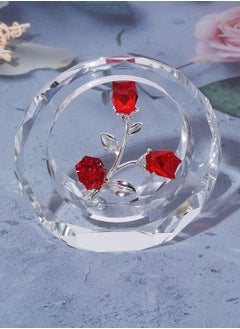 RARELY Crystal Tulips Flower Figurines with a Outer Circular Ring Glass Spring Bouquet Collectible Figurines Home Decor Ornaments  - Image 3