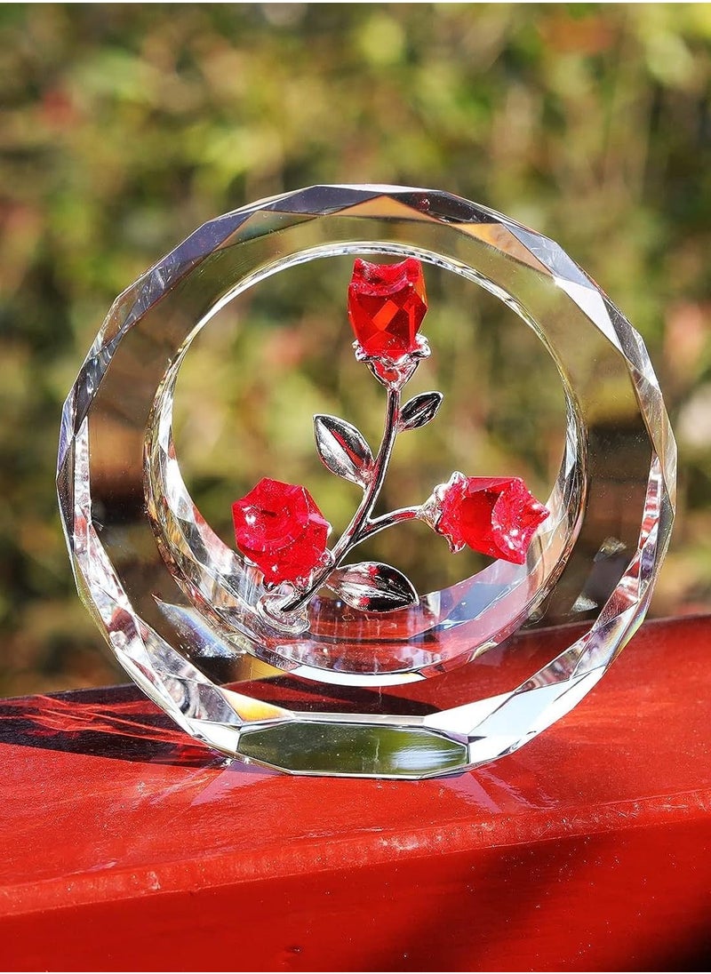 RARELY Crystal Tulips Flower Figurines with a Outer Circular Ring Glass Spring Bouquet Collectible Figurines Home Decor Ornaments  - Image 5