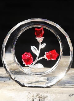RARELY Crystal Tulips Flower Figurines with a Outer Circular Ring Glass Spring Bouquet Collectible Figurines Home Decor Ornaments  - Image 4