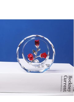 RARELY Crystal Tulips Flower Figurines with a Outer Circular Ring Glass Spring Bouquet Collectible Figurines Home Decor Ornaments  - Image 2