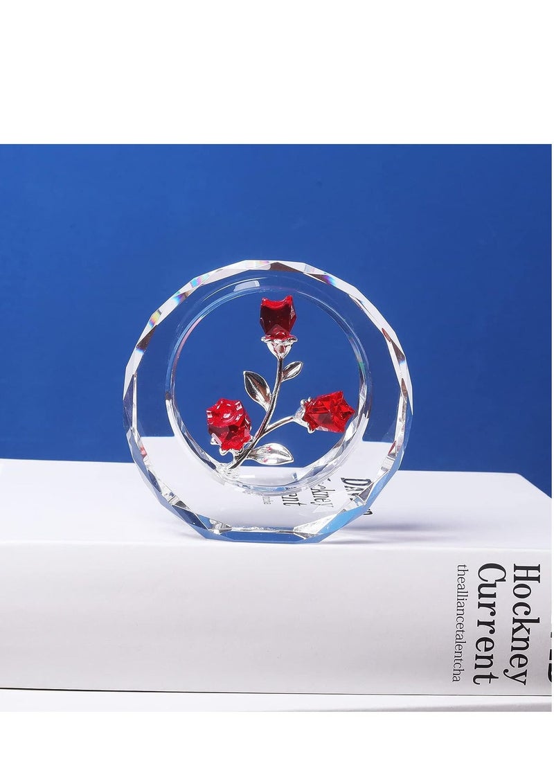 RARELY Crystal Tulips Flower Figurines with a Outer Circular Ring Glass Spring Bouquet Collectible Figurines Home Decor Ornaments  - Image 2