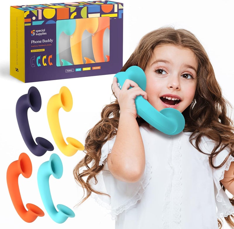 Special Supplies Phone Buddy Auditory Feedback Reading Phones for Classroom, Home PVC Phone Speech Therapy Communication Device for Kids and Adults, Accelerate Reading Fluency W/ 4 Pack Phonic Phones - Image 1