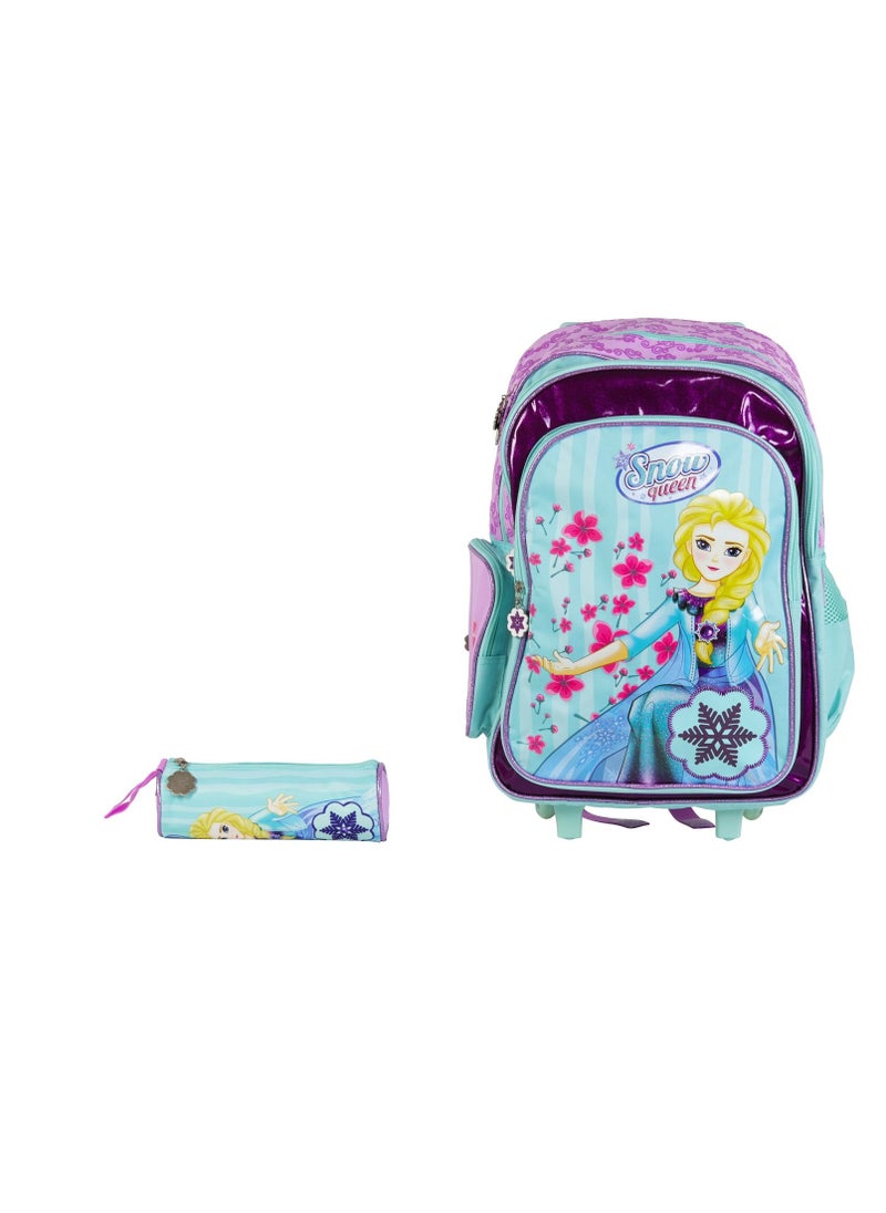 SBC - Snow Queen School Backpack With Trolley And Pencil Case - Image 1