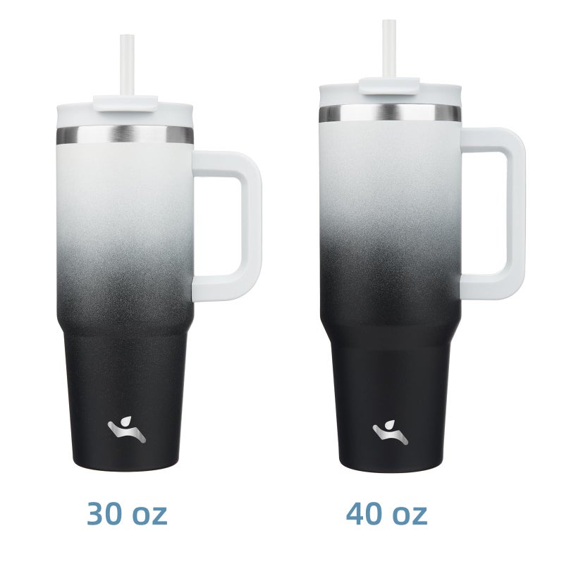 Konokyo 40 oz Tumbler with Handle and 2 Straws,2 in 1 Lid Insulated Water Bottle Stainless Steel Travel Coffee Mug,Day Night - Image 3