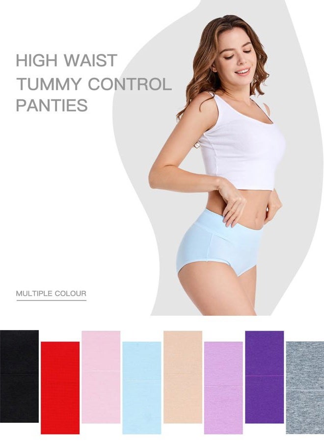 HAVVIS Women's Briefs Underwear Cotton High Waist Tummy Control Panties Rose Jacquard Ladies Panty Multipack, Briefs 01 - 8 Pack - Assorted Colors, L - Image 2