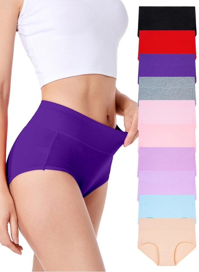 HAVVIS Women's Briefs Underwear Cotton High Waist Tummy Control Panties Rose Jacquard Ladies Panty Multipack, Briefs 01 - 8 Pack - Assorted Colors, L - Image 1