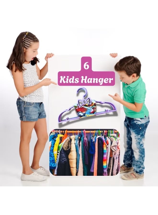 شماعات أطفال بلاستيك علي شكل قلب - 6 قطع متعددة الألوان (28×15 سم) لتنظيم الملابس بأمان وأناقة - Image 4