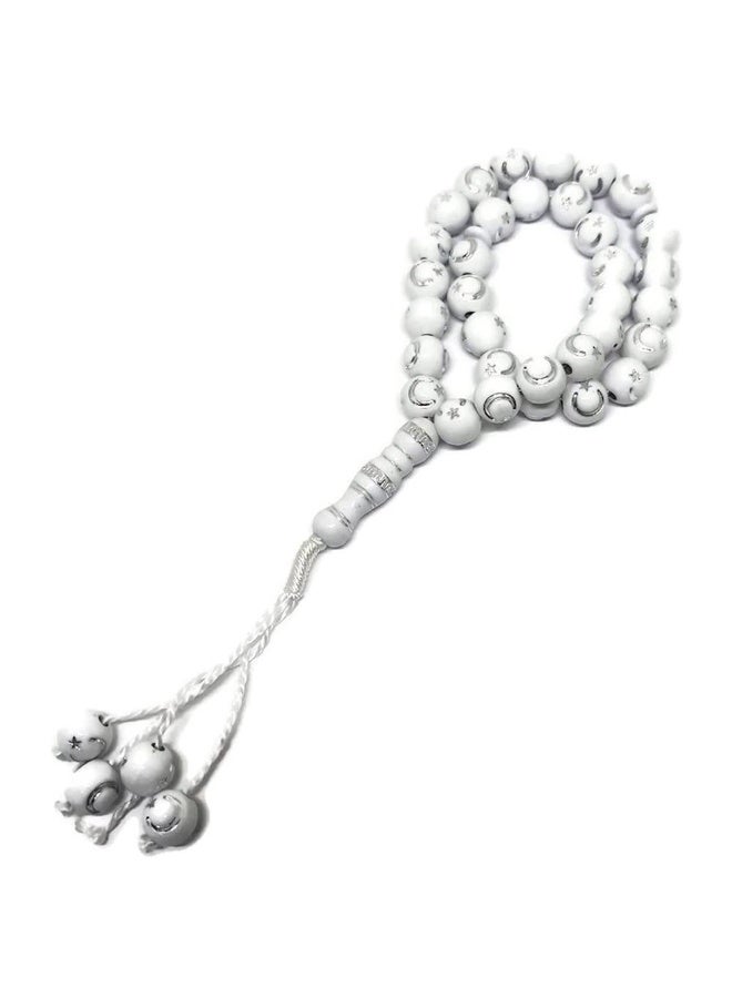 NIBEMINENT 33 Muslim Prayer Beads White/10mm 