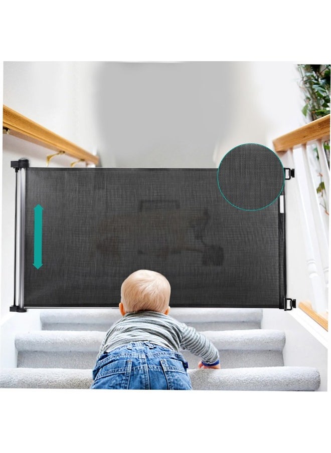 Retractable And Adjustable Mesh Safety Gate To Protect Children For The Door Or Stairs, Size  W 140 X H 92 CM