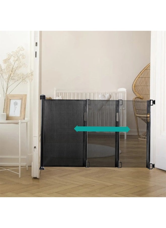 Retractable And Adjustable Mesh Safety Gate To Protect Children For The Door Or Stairs, Size  W 140 X H 92 CM