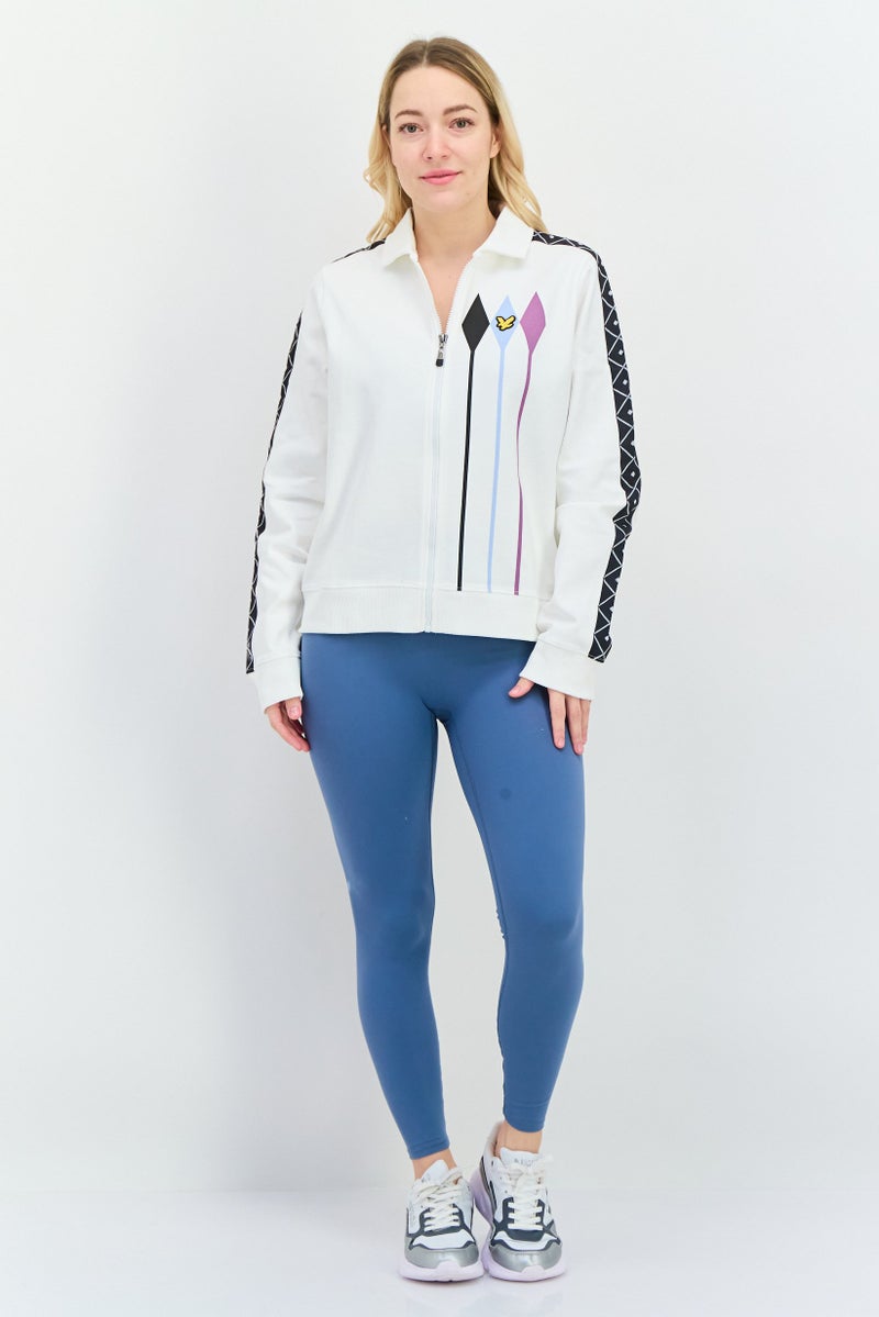 Lyle & Scott Women Sportswear Fit Long Sleeves Golf Jacket, White Combo - Image 4