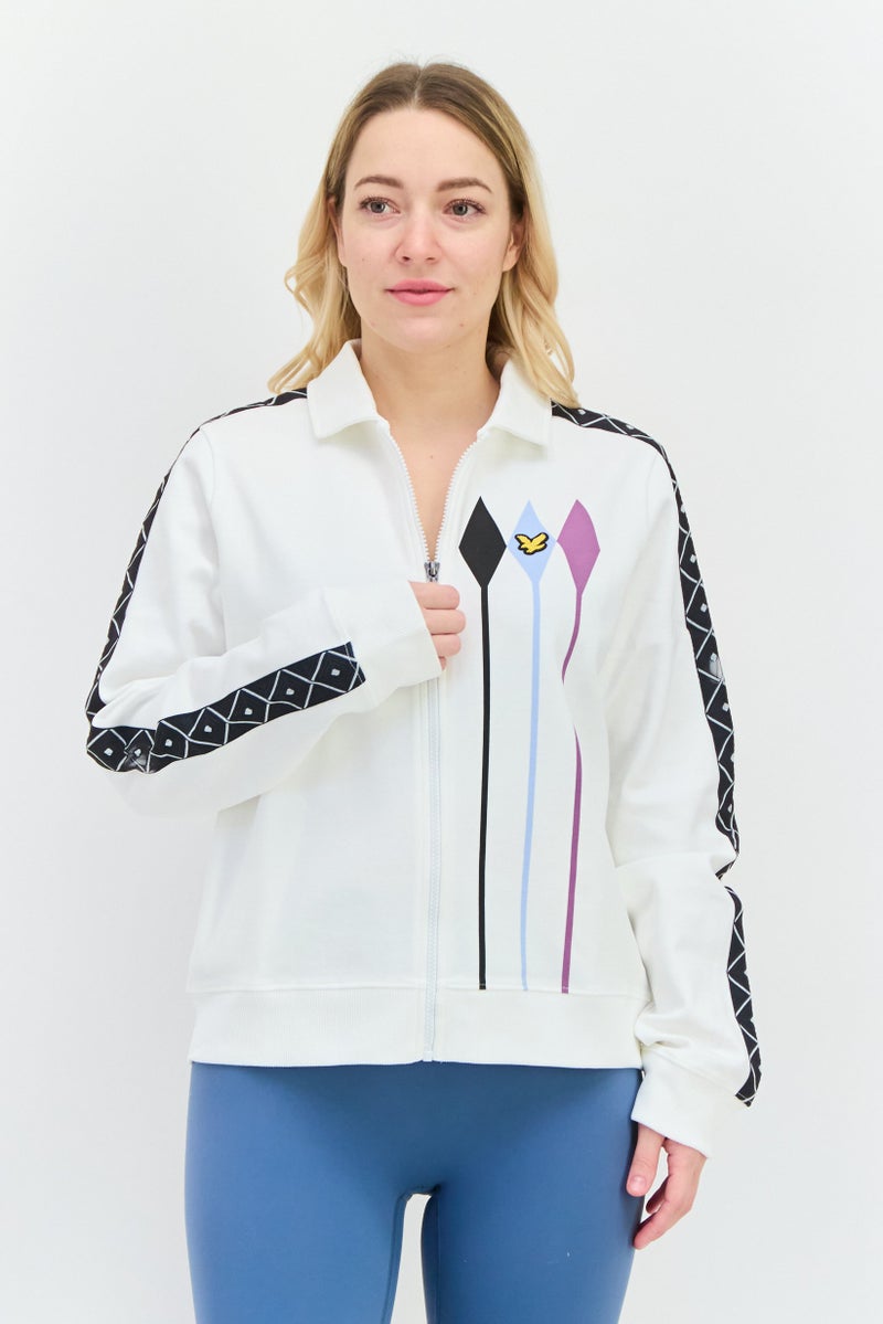 Lyle & Scott Women Sportswear Fit Long Sleeves Golf Jacket, White Combo - Image 1