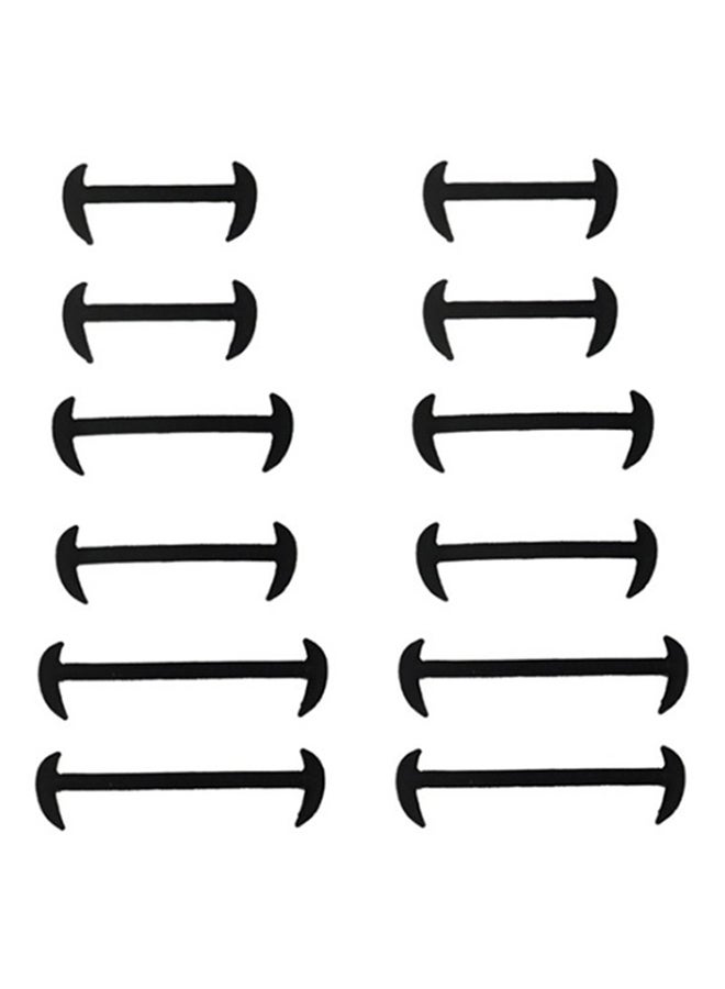 12-Piece Elastic Silicone Shoelace Set For Leather Shoe Black