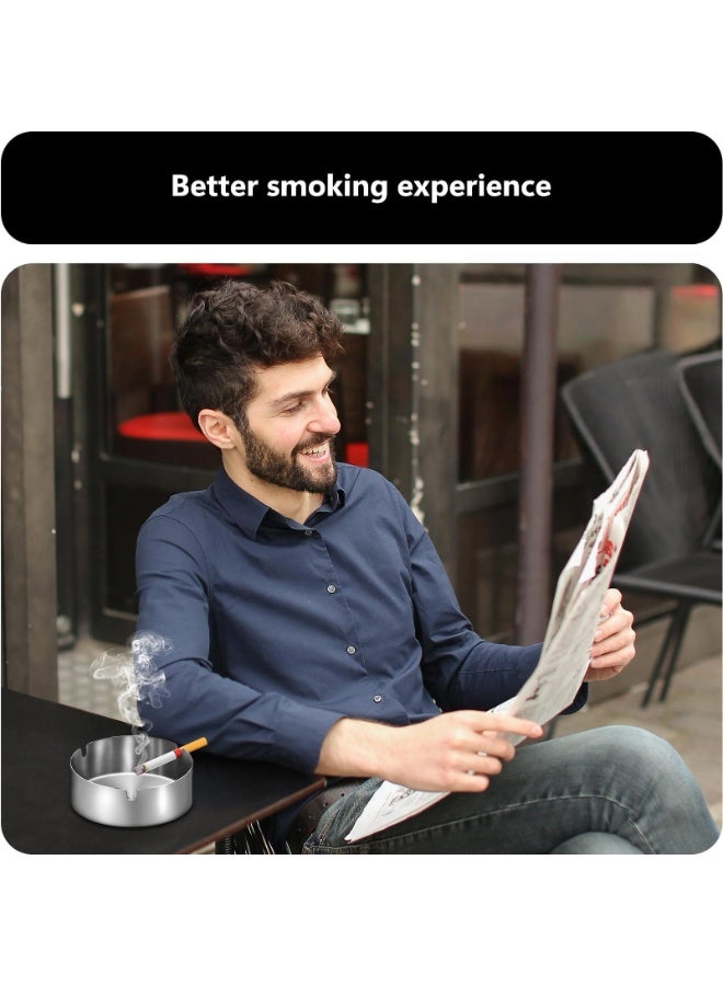2PCS Ashtray, Stainless Steel Ash Tray for Indoor or Outdoor Use, Unbreakable Tabletop Ash Holder for Home Outside Office Patio Balcony (Black, 10MM) - Image 5