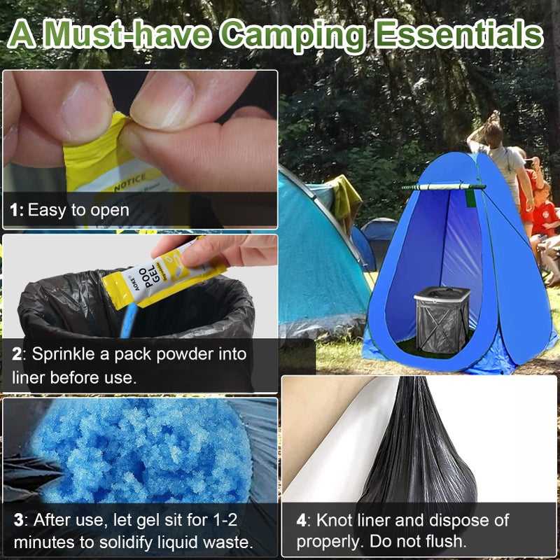 AOKE Portable Toilet Absorbent Gel Powder - 25 Pack Poo Deodorizing Treatment for Outdoor Camping and Hiking - Image 5
