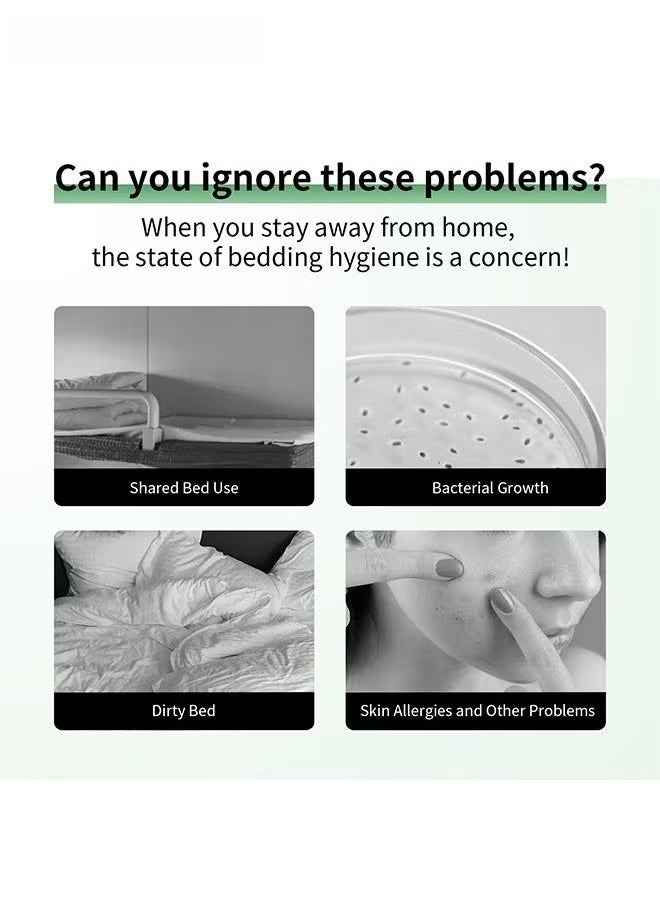 SKT Shiketro Travel-sized Disposable Bedding Set, Portable Disposable Bedding Set, Includes 1 Sheet, 1 Duvet Cover, and 2 Pillowcases. Extra-large Disposable Sheet, Suitable forTravel, Business Trips, Camping, and Hotels (4-piece set - 1 pack) - Image 4