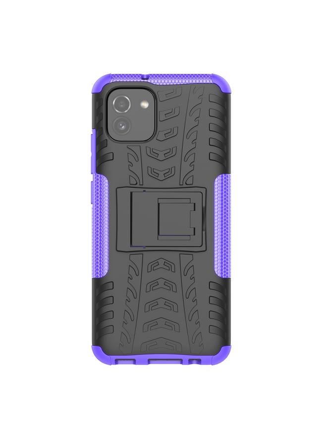 اس-توب جراب لهاتف Samsung Galaxy A03 Global Tire Texture TPU + جراب هاتف PC مع حامل - Image 2