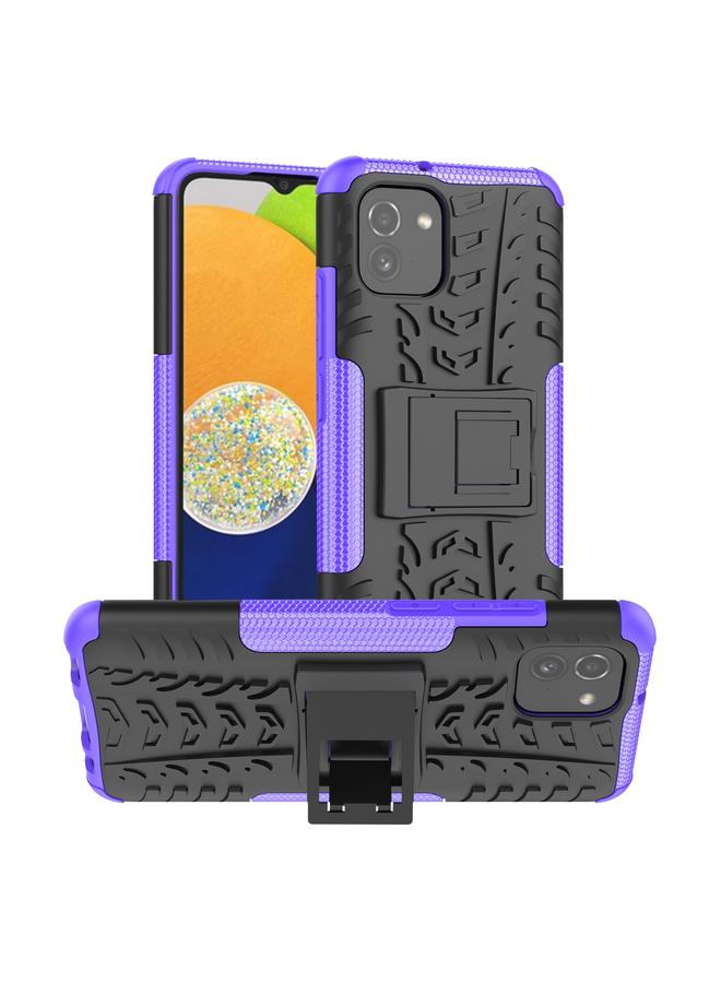 اس-توب جراب لهاتف Samsung Galaxy A03 Global Tire Texture TPU + جراب هاتف PC مع حامل - Image 1