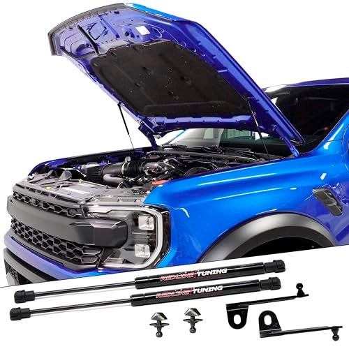 Redline Tuning 21-11047-02 Hood QuickLIFT Plus System Compatible with Ford Ranger 2024+ (No Drilling Required, All Black Components, Bolt in System) - Image 1