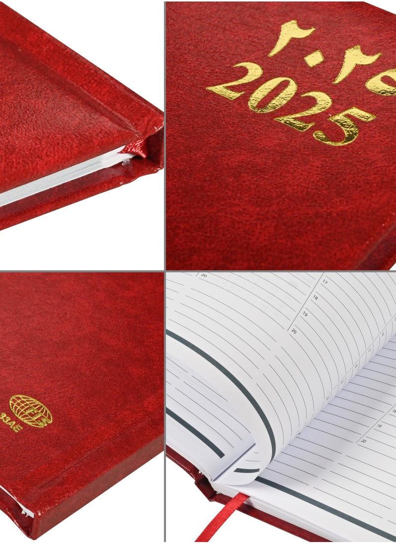 FIS FIS Executive Diary 2025 Maroon (Arabic/English/French) 1-Week at a glance, FSDI33AE25MR  - Image 3