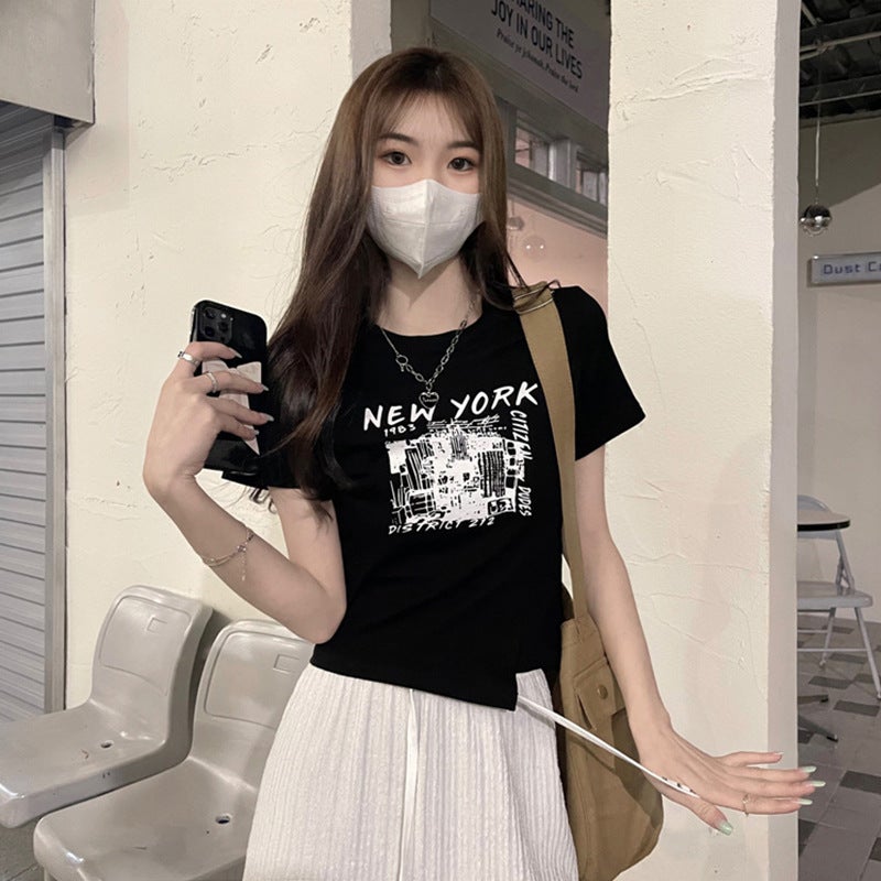 Hot Girl Style Design Short T-Shirt Summer 2025 New Asymmetrical Chic Niche Ins Short-Sleeved Top Women's Trend - Image 4