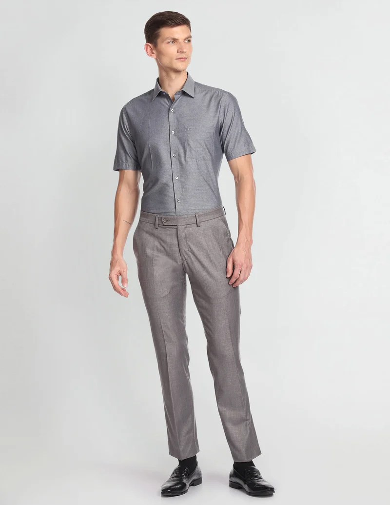 Arrow Black Heathered Cotton Formal Shirt for Men | Best Price UAE