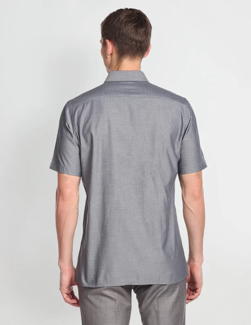 Arrow Black Heathered Cotton Formal Shirt for Men | Best Price UAE