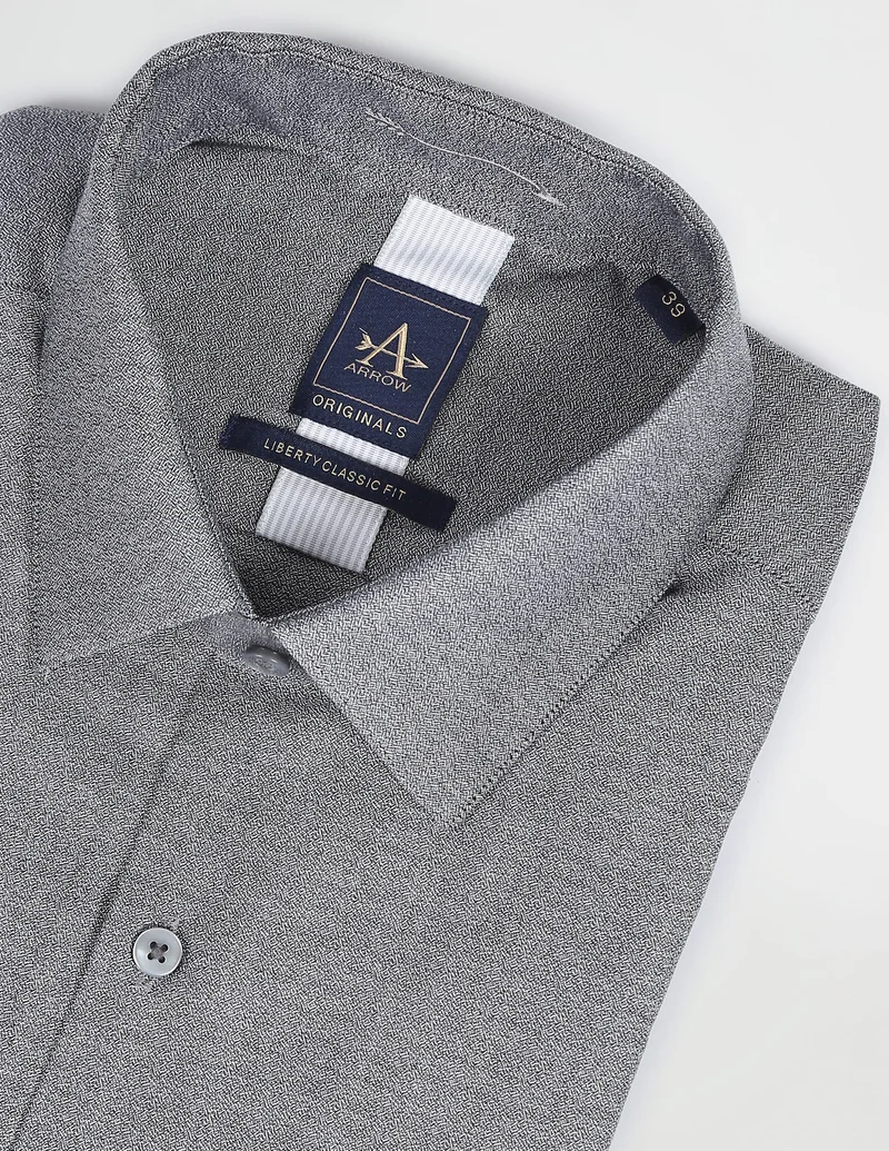 Arrow Black Heathered Cotton Formal Shirt for Men | Best Price UAE