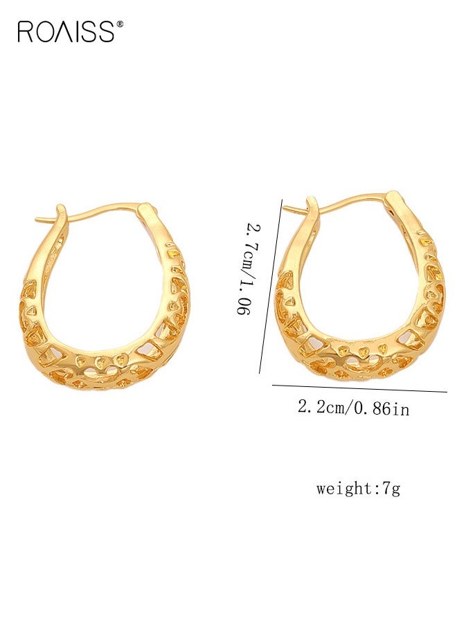 أقراط دائرية ذهبية مزخرفة للنساء، أقراط دائرية سميكة مطلية بالذهب، أقراط دائرية بوهو عتيقة مزخرفة، أقراط دائرية بيضاوية مجوفة للسيدات