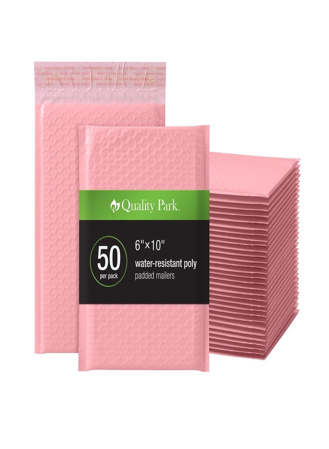 Quality Park Bubble Mailers, 6" x 9", Pink Poly Mailers, Padded Envelopes, Shipping Bags, Water Resistant, Self Seal, 50 Per Box (QUA85907) - Image 1