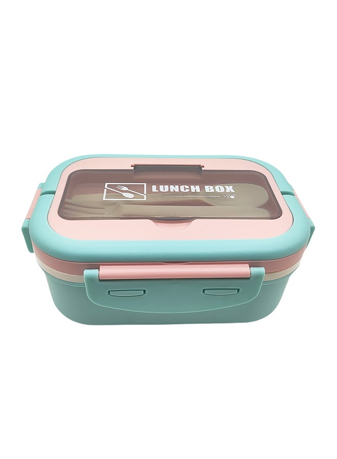 Noon East Lunch Box, 1650ml, Portable, Leak Proof wity Clips Lock, Handle and Cutlery Set -Turquoize and Baby Pink  - Image 1
