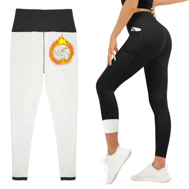 HEGALY Thick Fleece Lined Leggings for Women Tummy Control High Waisted Workout Thermal Warm Soft Yoga Pants for Cold Winter - Image 1