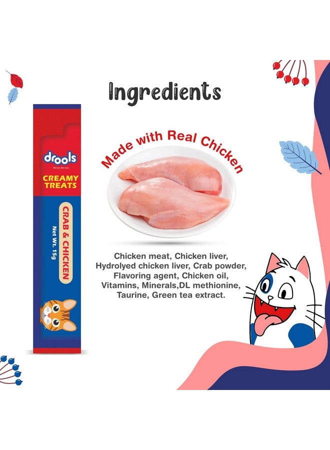 Drools Cat Lickable Creamy Treats Crab & Chicken for All Life Stages 25Pcs Pack,375G Pack - Image 4