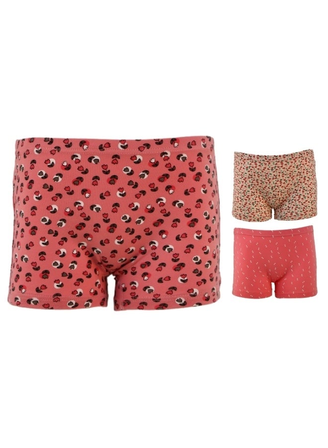 JOANNA 870165 Girl's Floral Design Boyshort 3-Pack Underwear, Multicolor, S - Image 1
