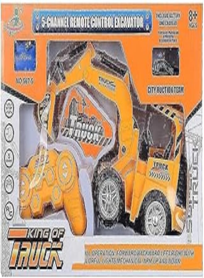 Rc 567-5 5-Channel Remote Control Excavator Car For Boys, Orange Black