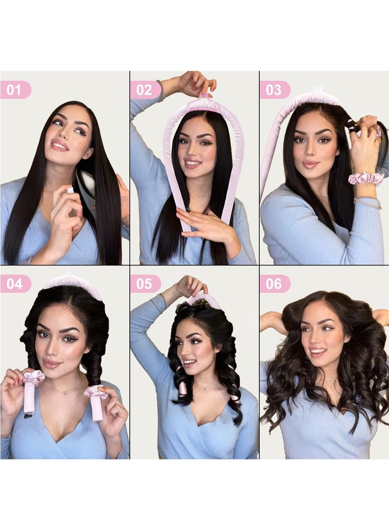 general Heatless Curling Rod Headband No Heat Silk Ribbon Curling Rod Hair Roller Curls with Hair Claw Clip Lazy Natural Soft Wave DIY Hair Rollers Styling Tool for Sleep in Overnight - Image 5