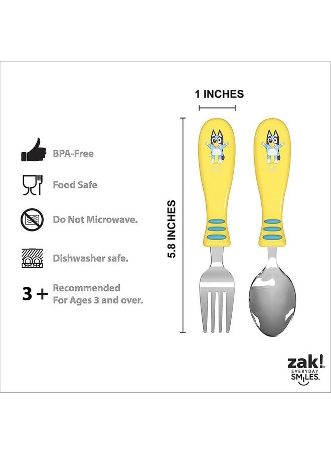 زاك ديزاينز - مجموعة أدوات مائدة من 5 قطع من زاك، بلون أزرق - عبوة من قطعتين - مصنوعة من البلاستيك المتين والفولاذ المقاوم للصدأ - تتضمن قطعتين لكل من: كوب، طبق مقاس 8 بوصات، وعاء مقاس 6 بوصات، شوكة وملعقة - مناسبة للأطفال من سن 3 سنوات فما فوق - Image 1