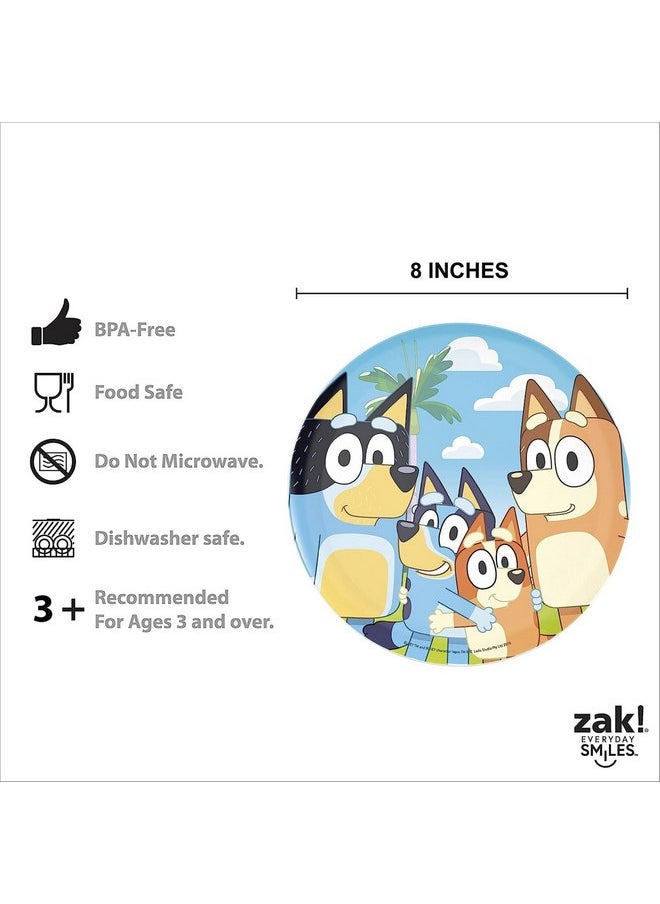 زاك ديزاينز - مجموعة أدوات مائدة من 5 قطع من زاك، بلون أزرق - عبوة من قطعتين - مصنوعة من البلاستيك المتين والفولاذ المقاوم للصدأ - تتضمن قطعتين لكل من: كوب، طبق مقاس 8 بوصات، وعاء مقاس 6 بوصات، شوكة وملعقة - مناسبة للأطفال من سن 3 سنوات فما فوق - Image 1