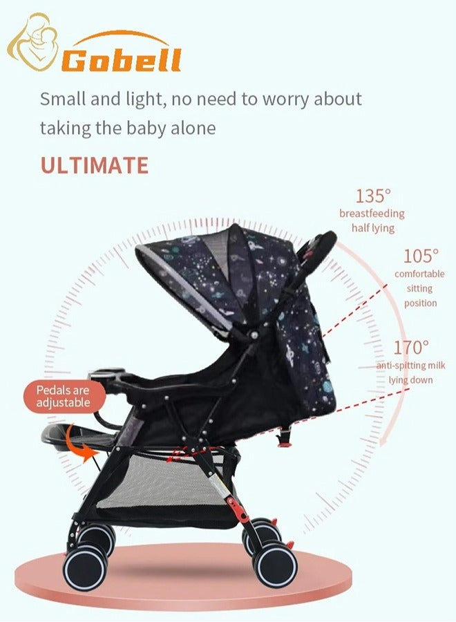 Gobell عربة أطفال قابلة للطي بمفتاح واحد على شكل نجمة، عربة أطفال واحدة للسفر - Image 4