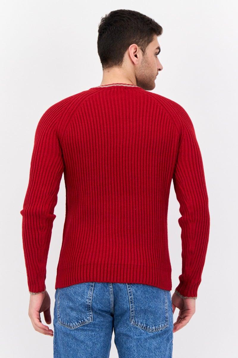 Sorbino Men Crew Neck Knitted Sweater, Red - Image 3