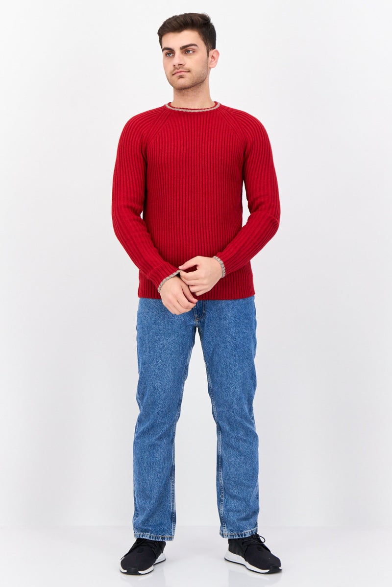 Sorbino Men Crew Neck Knitted Sweater, Red - Image 4