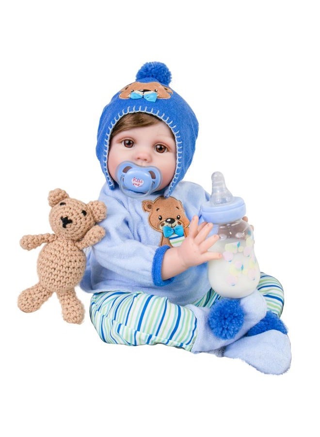 Aori Reborn Baby Dolls Boy 22 Inch Realistic Lifelike Newborn Baby Doll with Teddy Toy and Doll Accessories for Children 3+ - Image 1