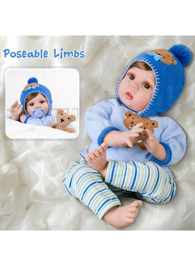 Aori Reborn Baby Dolls Boy 22 Inch Realistic Lifelike Newborn Baby Doll with Teddy Toy and Doll Accessories for Children 3+ - Image 5
